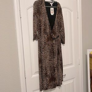 Plus size leopard print wrap dress